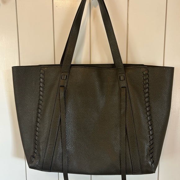 All Saints moss green leather tote with top zipper, pouch and original dust bag - Picture 8 of 17